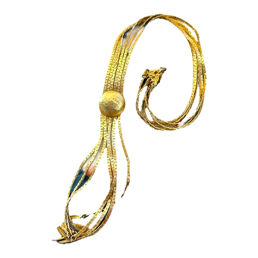 D’orlan - Vintage gold plated Y 6-strand necklace - Picture 11 of 14